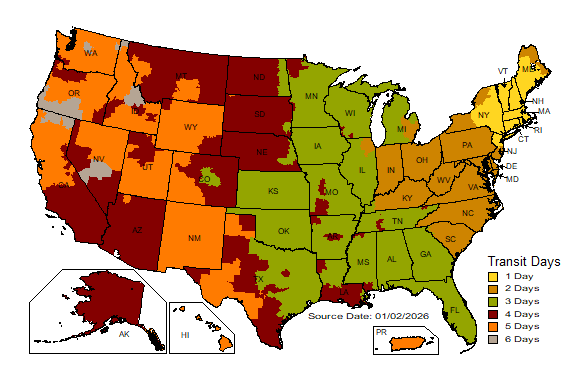 UPS Outbound View UPS time in transit map